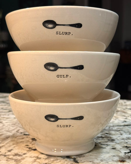Rae Dunn white ceramic original icon line 3-piece bowl set