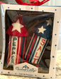 New Joanna Parker ceramic Salt & Pepper shaker set July 4th rockets