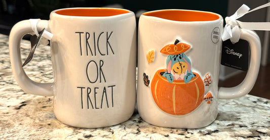 New Rae Dunn x Disney’s Winnie the Pooh ceramic coffee mug EEYORE mug TRICK OR TREAT
