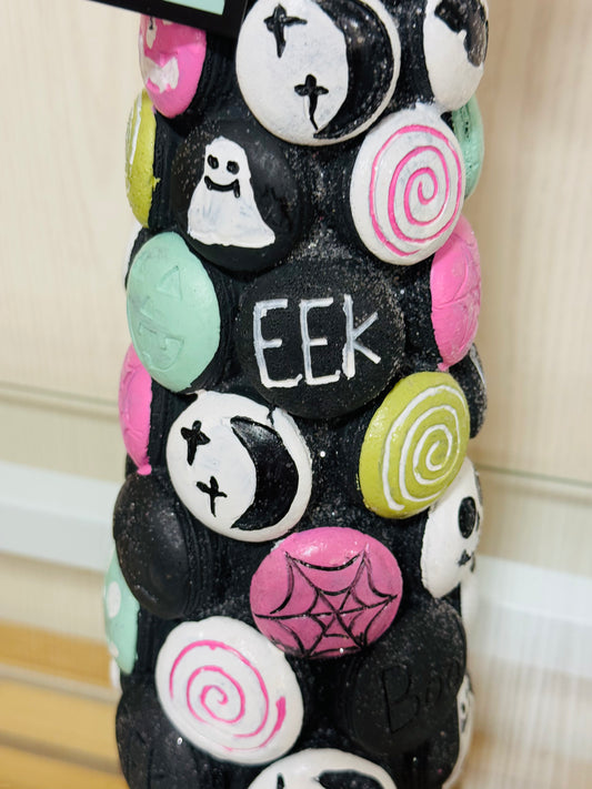 New Ghoulish resin Halloween tree bow topped decor
