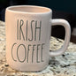 New Rae Dunn white ceramic green writing coffee mug IRISH COFFEE