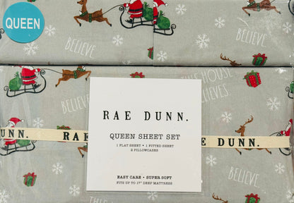 New Rae Dunn Christmas believe sheet set QUEEN