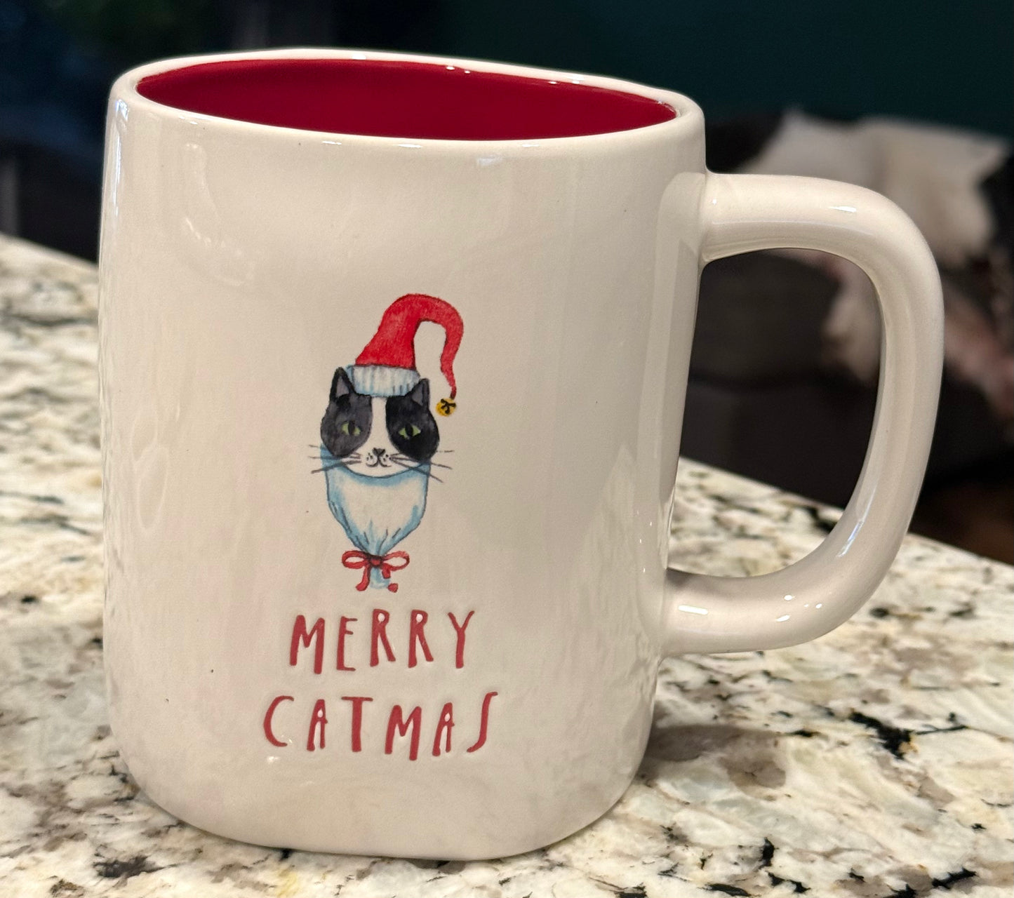 New Rae Dunn Christmas cat ceramic coffee mug MERRY  CATNESS