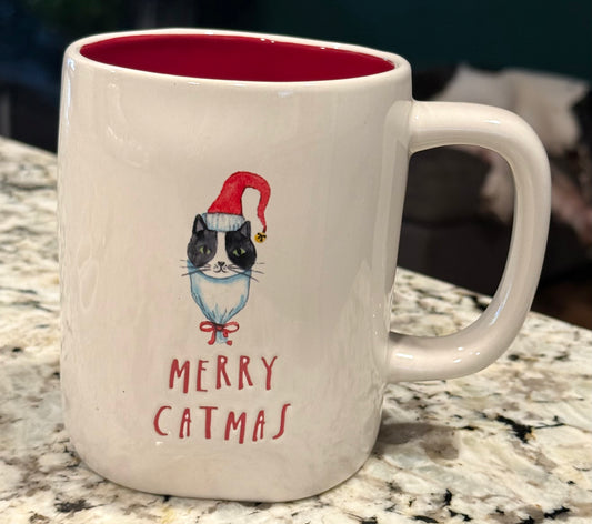 New Rae Dunn Christmas cat ceramic coffee mug MERRY  CATNESS