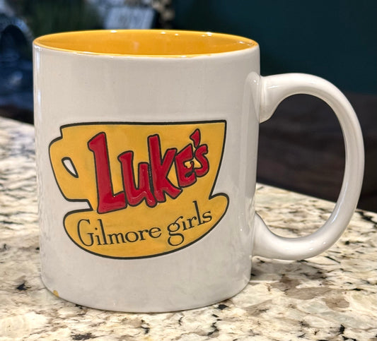 New Gilmore Girls ceramic coffee mug yellow interior LUKE’S