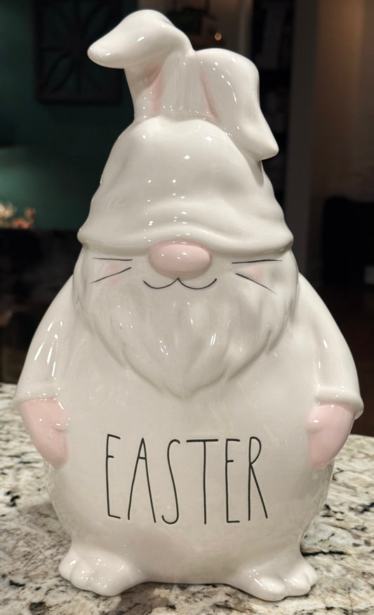 New Rae Dunn white ceramic Easter 10” gnome bunny decor EASTER