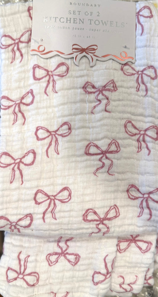 New pink & white coquette gauze hand towel set (2)