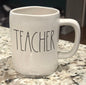 New Rae Dunn white ceramic coffee mug TEACHER