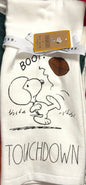 New Rae Dunn x Peanuts Snoopy 2-piece kitchen dish towel set TOUCHDOWN
