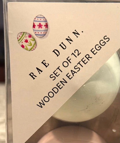 New Rae Dunn wood pastel Easter egg 12-piece decor boxed set, mixed sayings