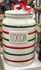 New Rae Dunn ceramic striped COCOA Christmas canister