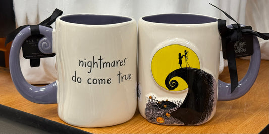 New Rae Dunn x Nightmare before Christmas ceramic coffee mug NIGHTMARES DO COME TRUE