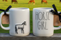 New Rae Dunn white ceramic coffee mug HORSE GIRL