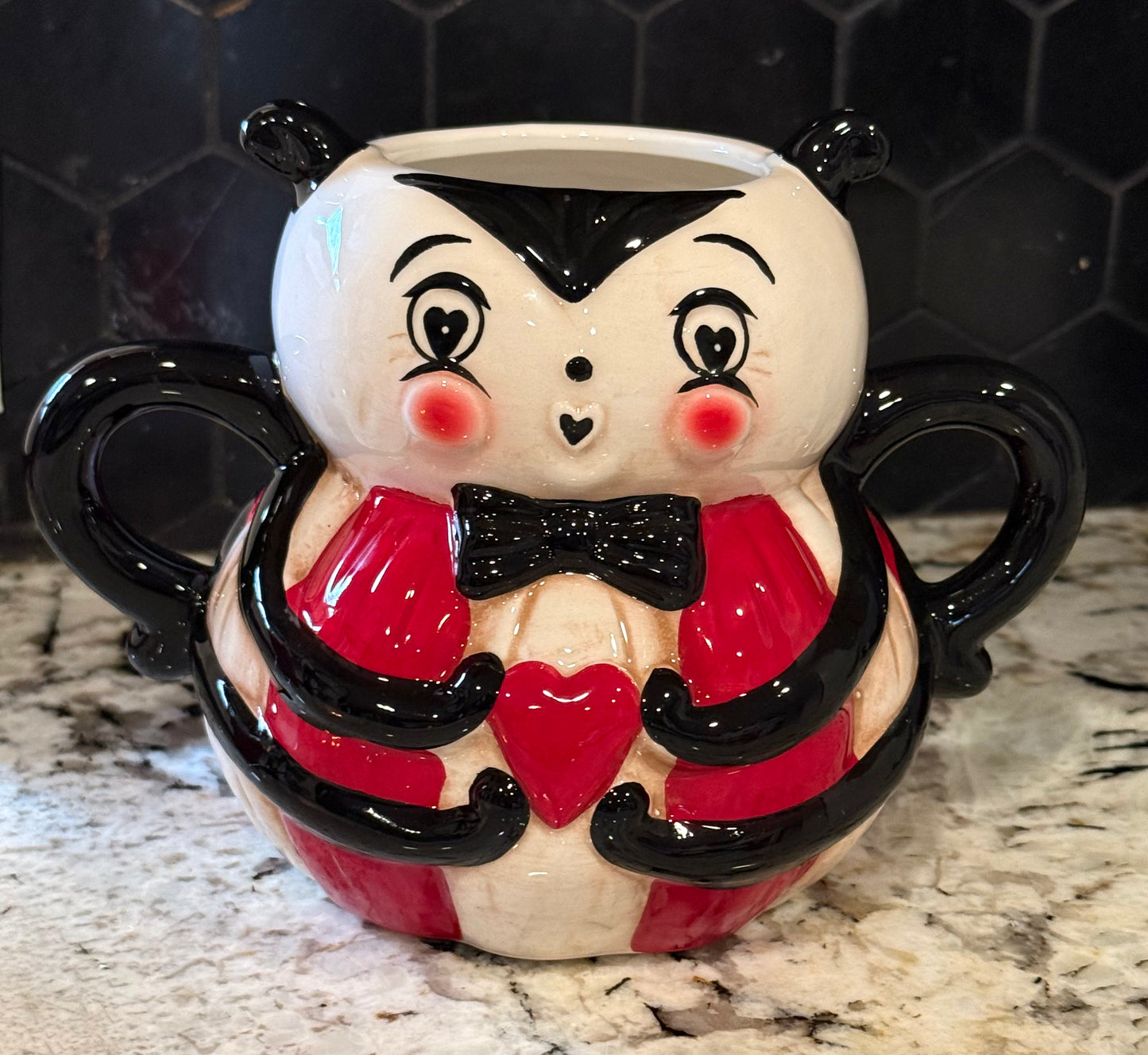 New Joanna Parker ceramic Valentines line lady bug coffee mug decor