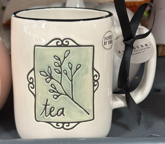 New Rae Dunn white ceramic coffee mug TEA