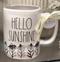 New Rae Dunn white ceramic floral print coffee mug HELLO SUNSHINE