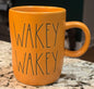 New Rae Dunn mustard ceramic mug WAKEY WAKEY