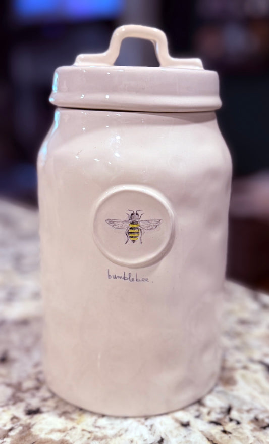 Rae Dunn white ceramic hard to find bumblebee 🐝 canister