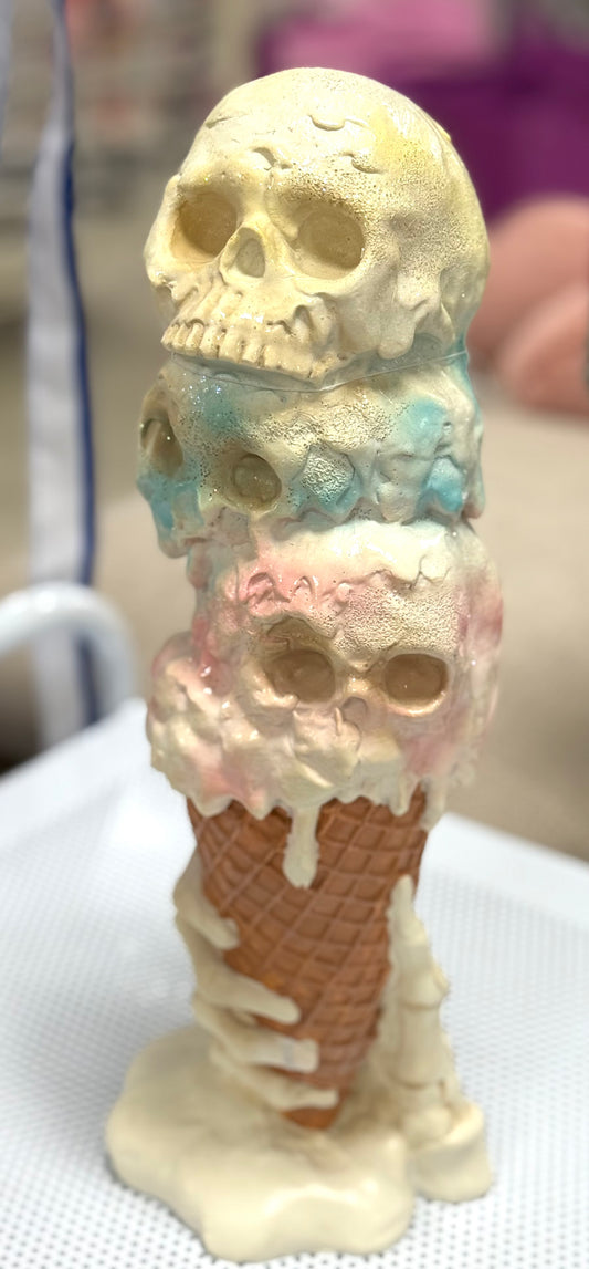 New resin SUMMERWEEN pink skeleton ice cream drip hand cone decor piece