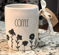 New Rae Dunn white floral ceramic coffee mug COFFEE