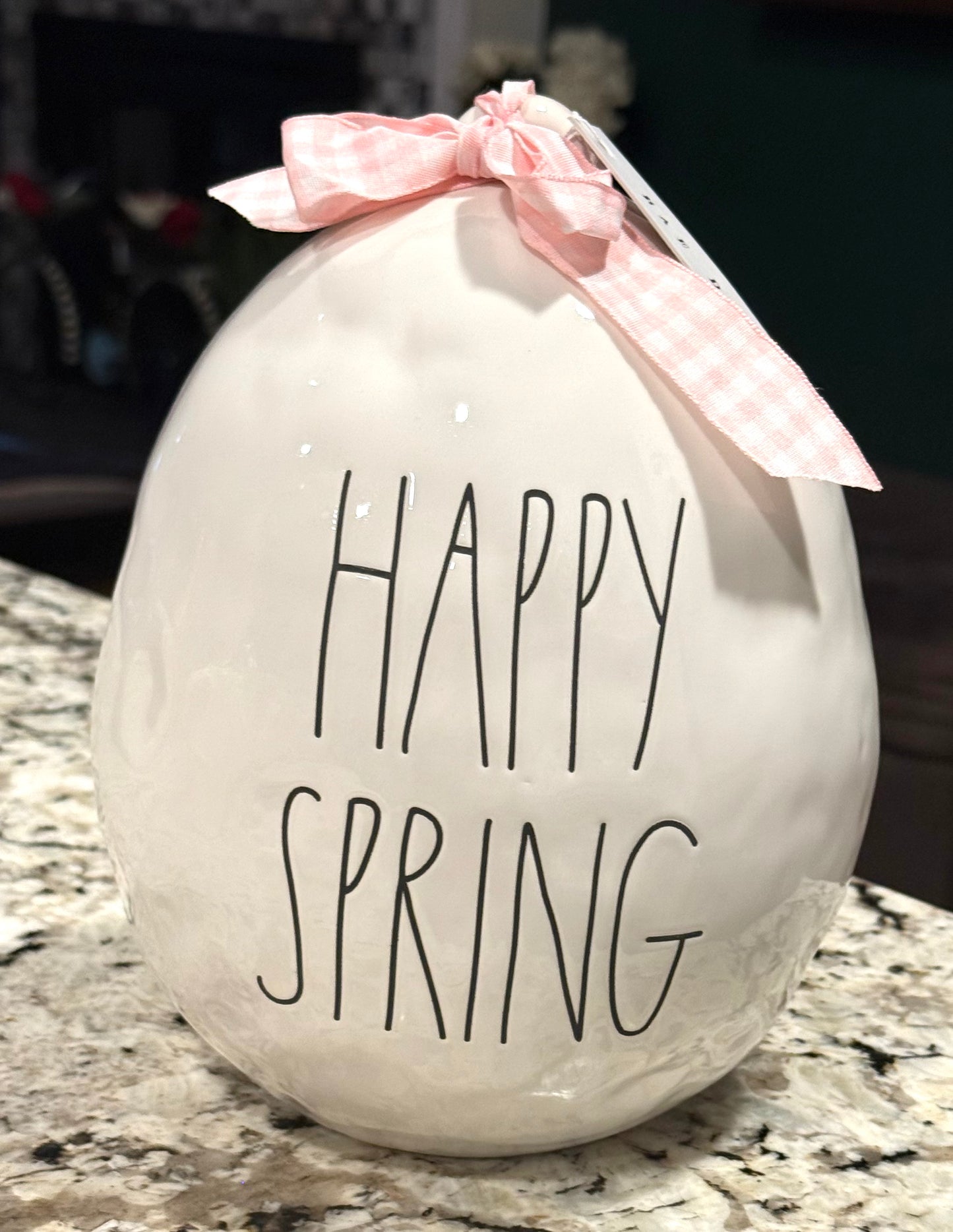 New Rae Dunn white ceramic Easter holiday egg decor HAPPY SPRING