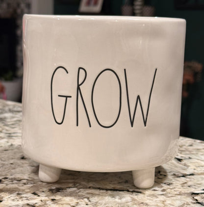 Rae Dunn white ceramic GROW garden planter pot