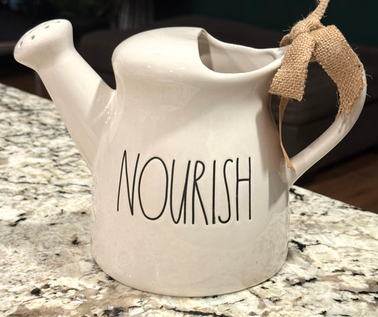 New Rae Dunn white ceramic watering pitcher NOURISH