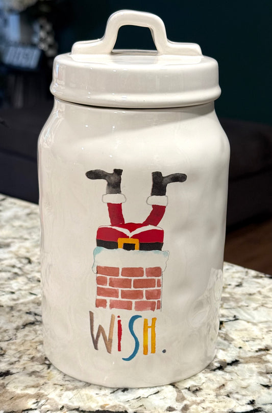 Rae Dunn ceramic retired WISH Christmas canister