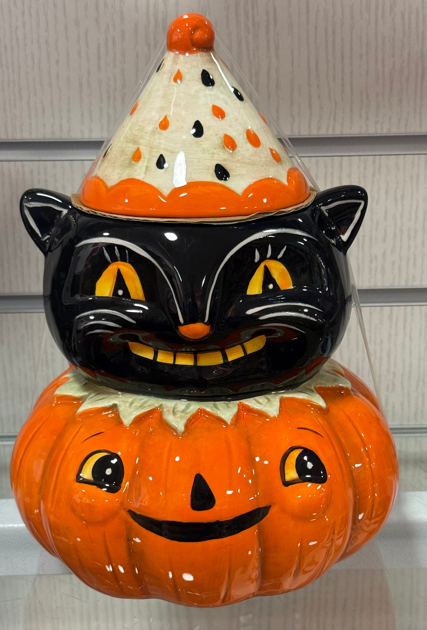 New release Halloween Joanna Parker ceramic cat canister cookie jar 8”