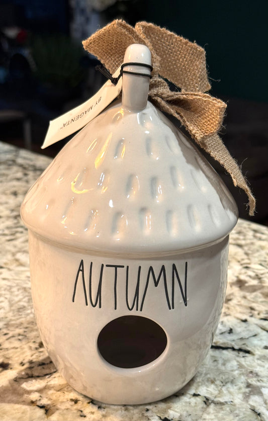 New Rae Dunn white acorn ceramic birdhouse AUTUMN