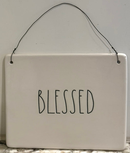 New Rae Dunn ceramic BLESSED wall sign 8x7.5