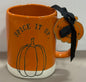 New Rae Dunn orange ceramic pumpkin coffee mug SPICE IT UP.