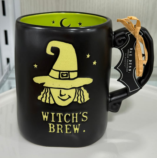 New Rae Dunn black ceramic Halloween coffee mug WITCH’S BREW