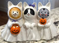 New resin 3-Cat Halloween ghost singing choir decor