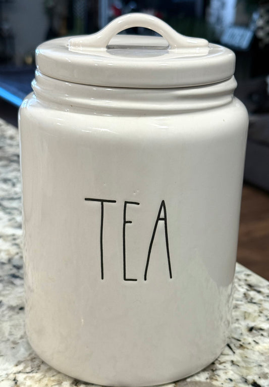 Rae Dunn 8” slim TEA ceramic canister