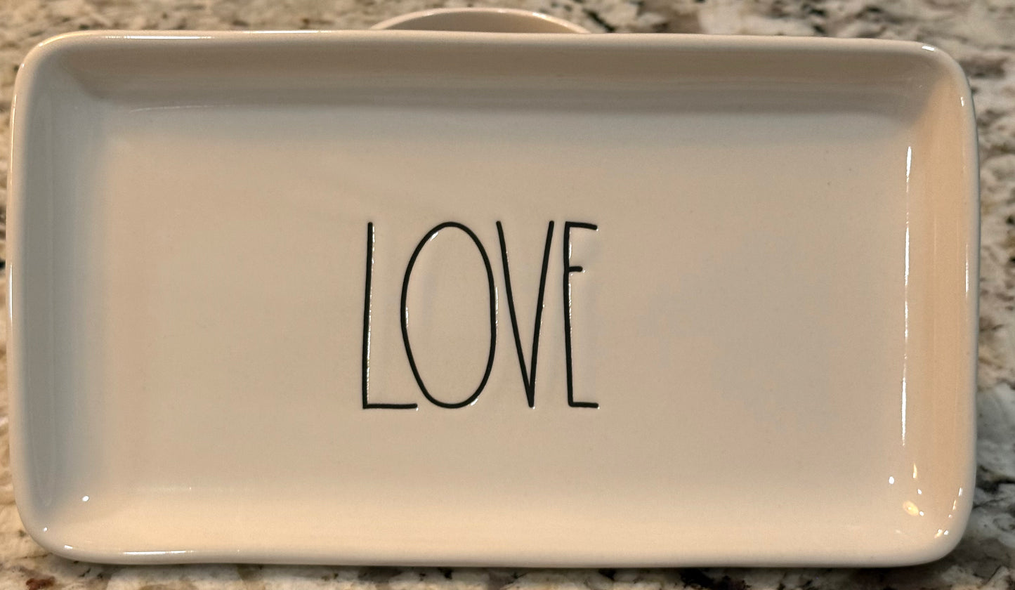 Rae Dunn white ceramic LOVE tray 10x5