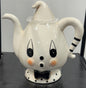 New Joanna Parker ceramic white Gus teapot Halloween decor