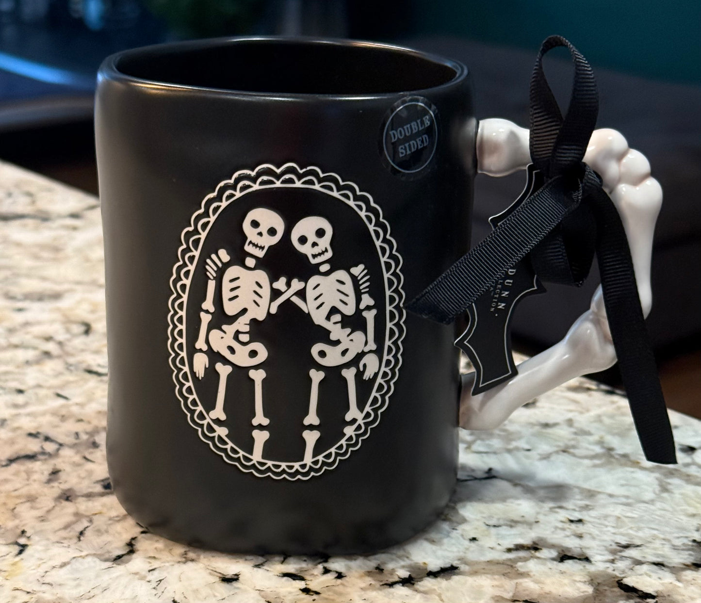 New Rae Dunn ceramic Halloween coffee mug BESTIES TO THE BONE