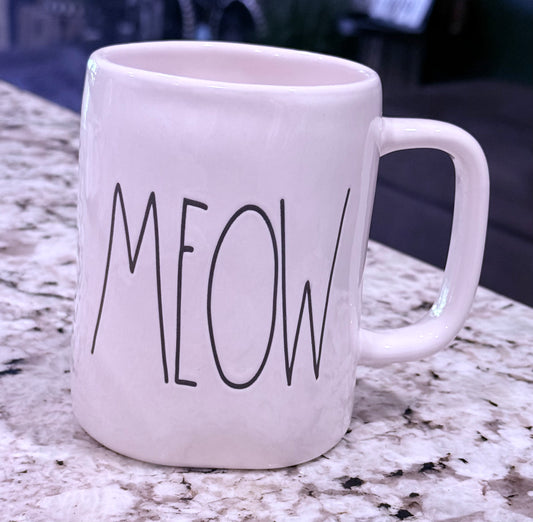 Rae Dunn white ceramic coffee mug MEOW