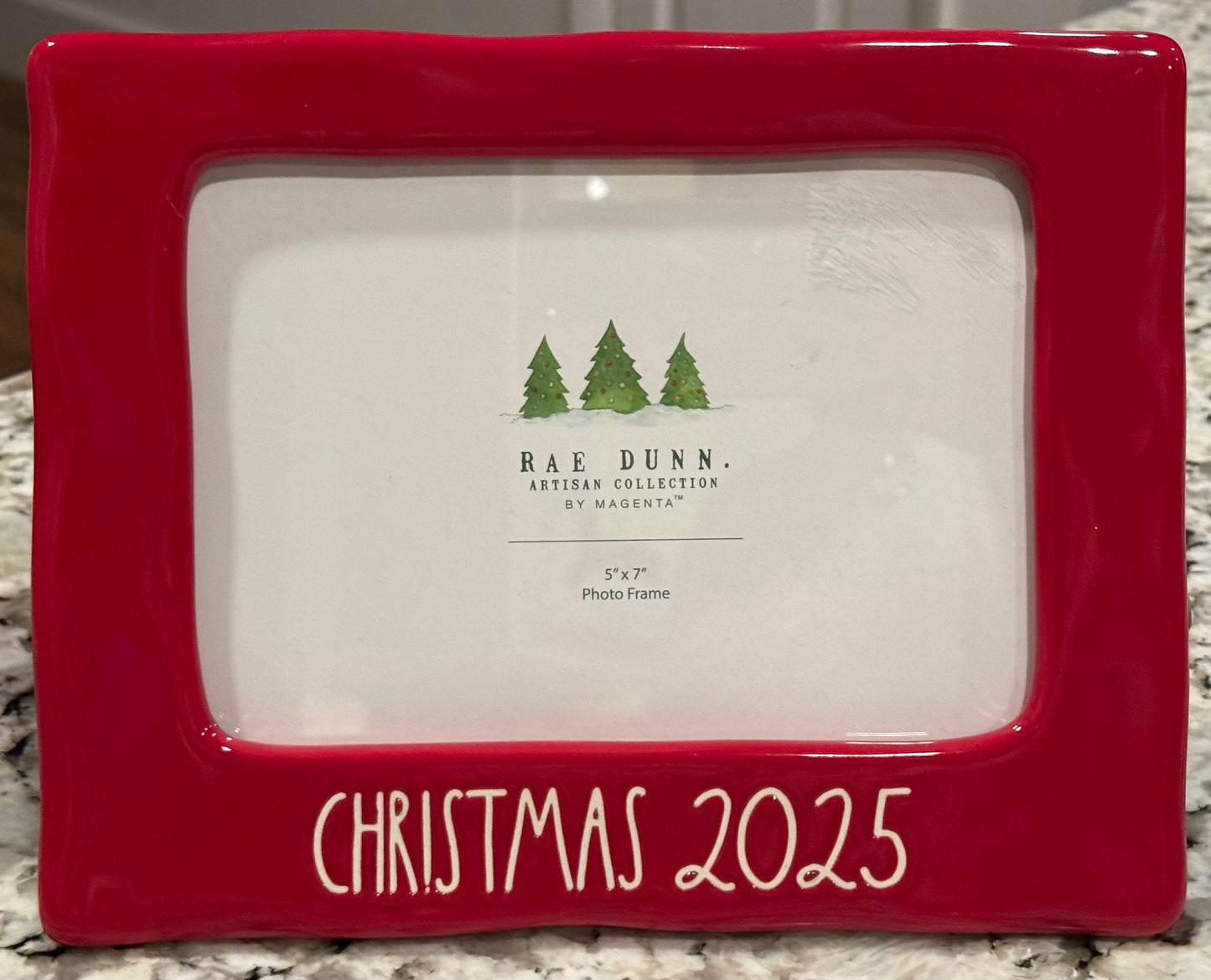 New Rae Dunn red ceramic 5x7 photo insert picture frame CHRISTMAS 2025