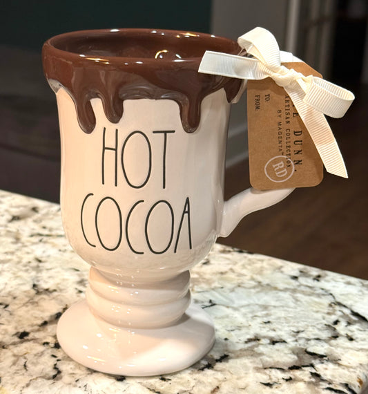 New Rae Dunn white ceramic chocolate dripped mug HOT COCOA