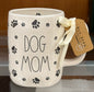 New Rae Dunn white paw print ceramic coffee mug DOG MOM