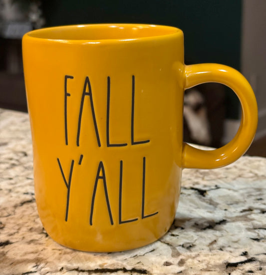 New Rae Dunn mustard ceramic mug FALL Y’ALL