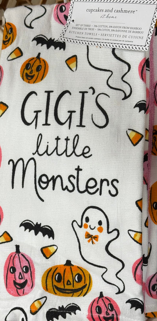 New Cupcakes and Cashmere 3-piece Halloween kitchen hand towel set GIGI’S LITTLE MONSTERS