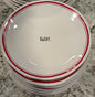Rae Dunn red line gently used ceramic 4 piece salad plate set TASTE 8”
