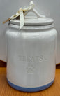 New Rae Dunn white ceramic TREATS. Canister 8”