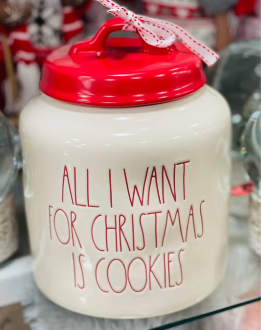 New Rae Dunn ceramic Christmas canister decor ALL I WANT FOR CHRISTMAS IS COOKIES