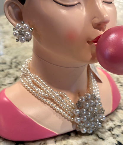 New December Diamonds 12in Pink Bubblegum Girl Head Vase
