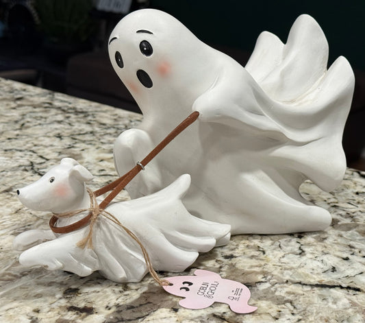 New resin dog running ghost Halloween decor 11x8