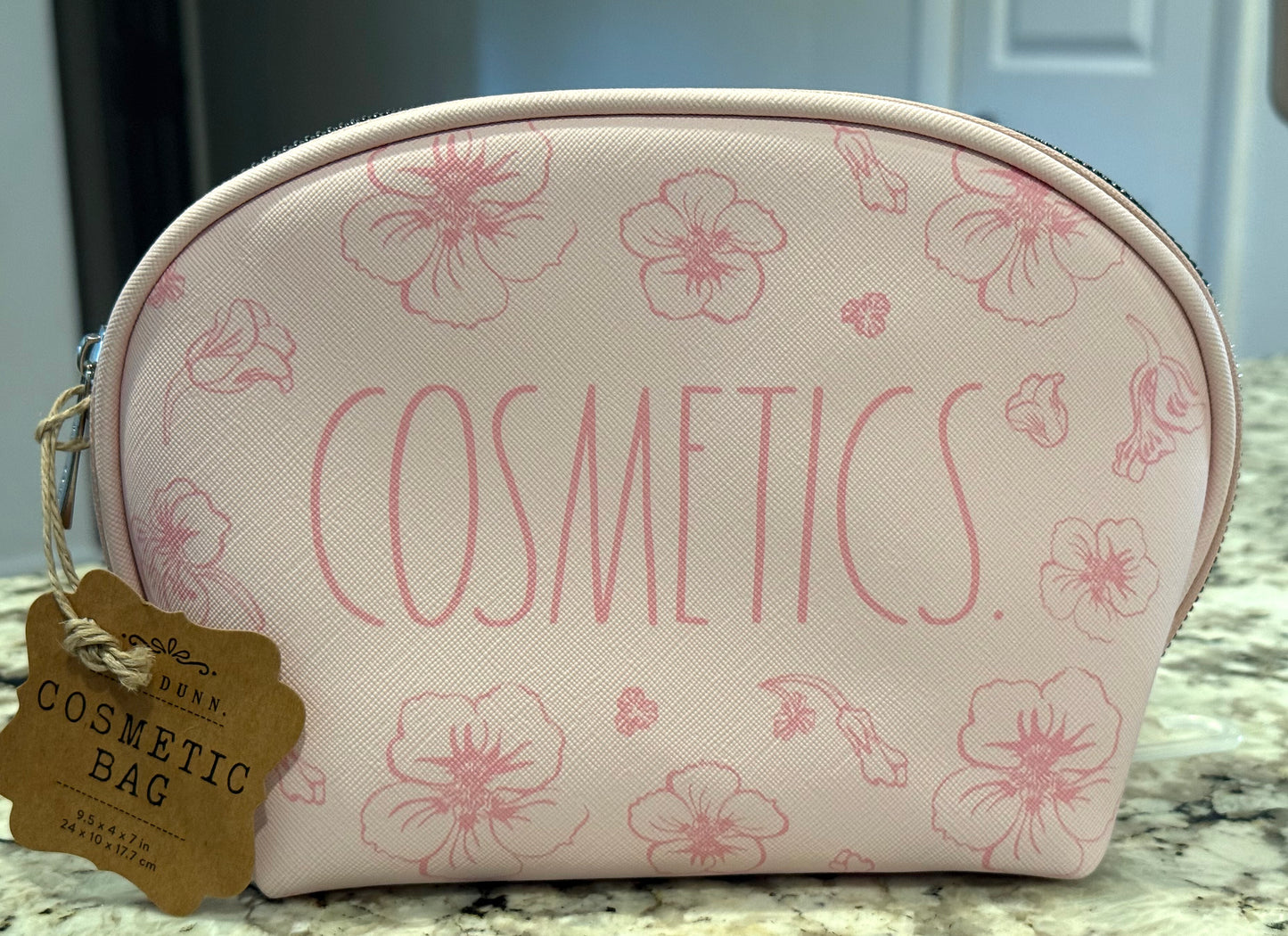 New Rae Dunn pink floral COSMETICS bag
